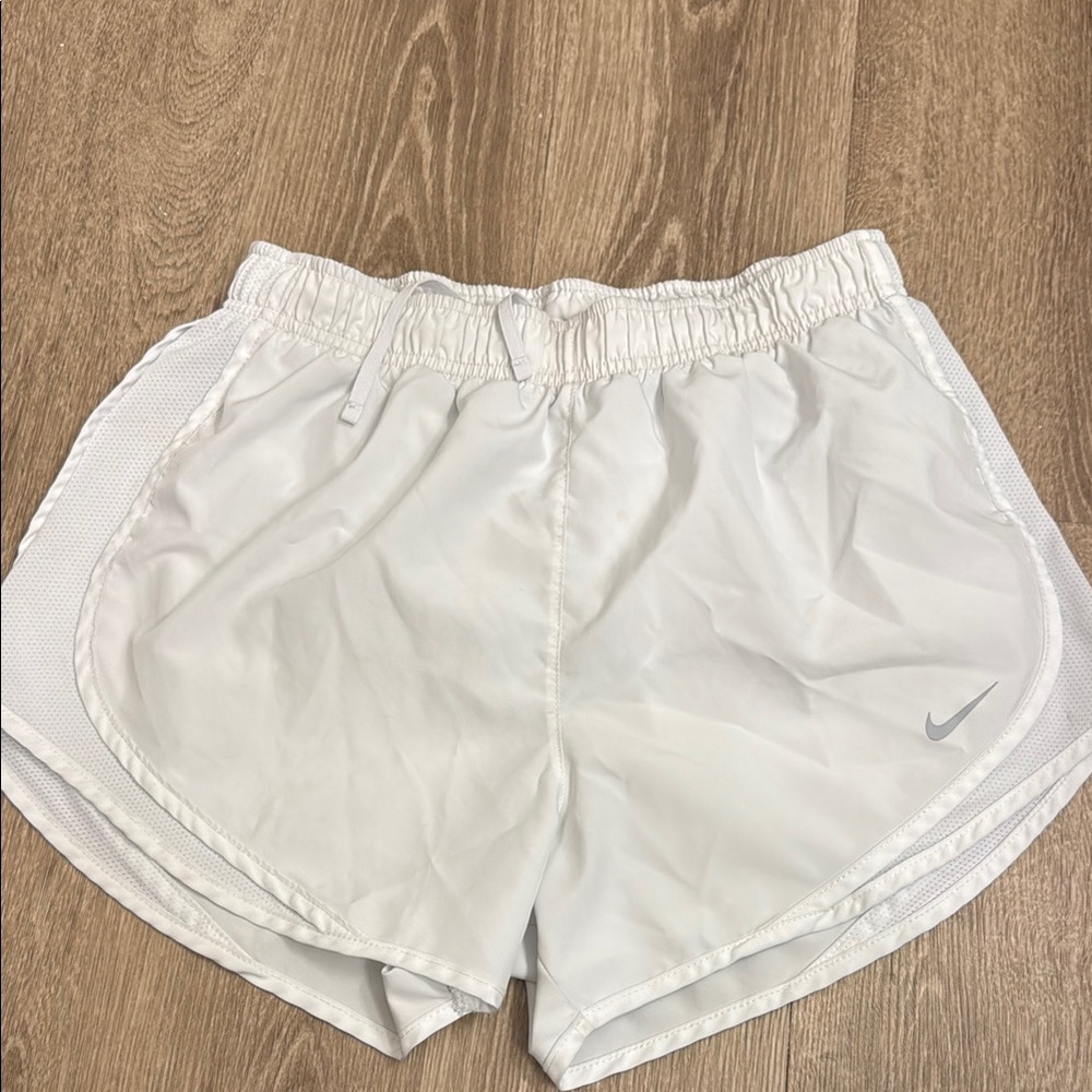 Nike White Athletic Shorts with Elastic Waistband